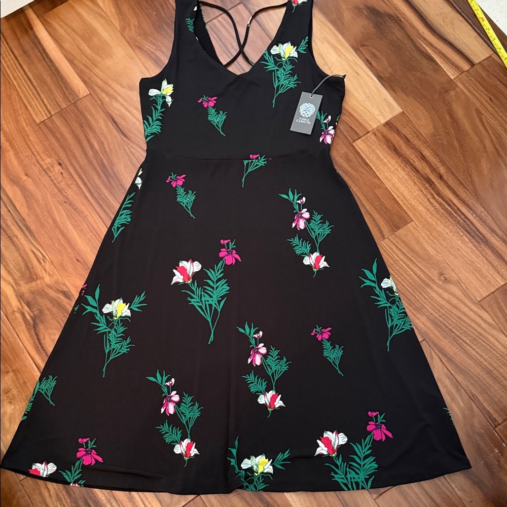 Vince Camuto Black Dress with Floral Accents